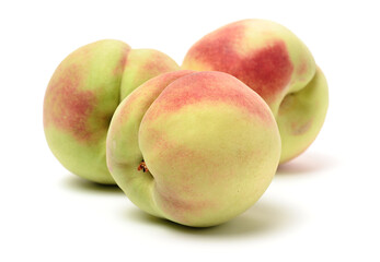 ripe peach on white background 