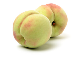 ripe peach on white background 