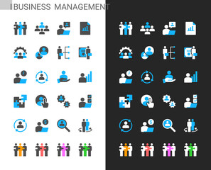 Business management icons light and dark theme. Pixel perfect.