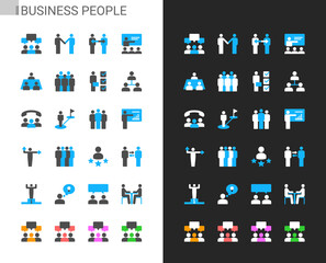 Business people icons light and dark theme. Pixel perfect.