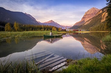 landscape • mountains • nature • lake • boat • Canada • British Columbia
