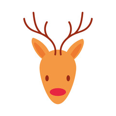 happy merry christmas reindeer flat style icon