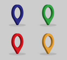 Set pin map marker pointer icon, GPS location flat symbol.