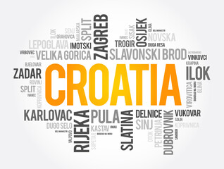 List of cities and towns in Croatia, word cloud collage
