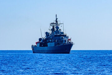 Fototapeta na wymiar Turkish patrol boat on duty in a mediterranean sea