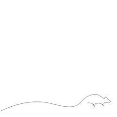 Mouse line drawing on white background. Vector illustration