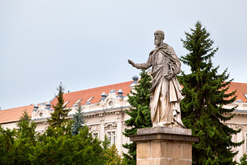 Fototapeta na wymiar Stone statue of Saint Paul made by Marco Casagrande in 1830s near the Basilica in Eger, Hungary.