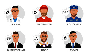 Character icons for popular professions - obrazy, fototapety, plakaty