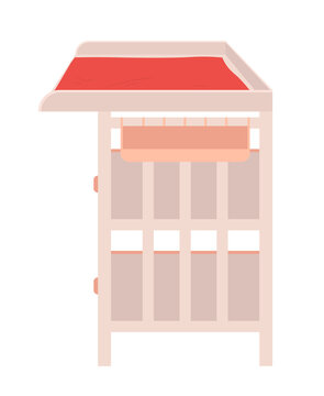 recommend clip art: Bunk bed piece of furniture consisting of two bedsteads one above other side view isolated on white. Vector place for sleep, modern bedroom design element