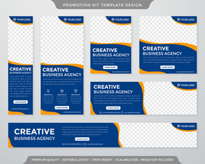 set of promotion kit, banner, flyer, cover, social media ads template with abstract background and modern style use for product branding and publication 