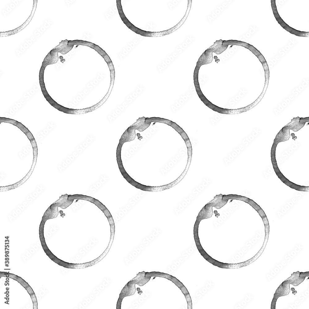 Poster seamless pattern with black circles isolated on white background