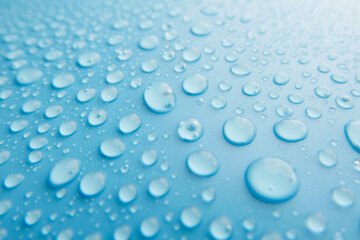 Rain drops on blue background , rainy day