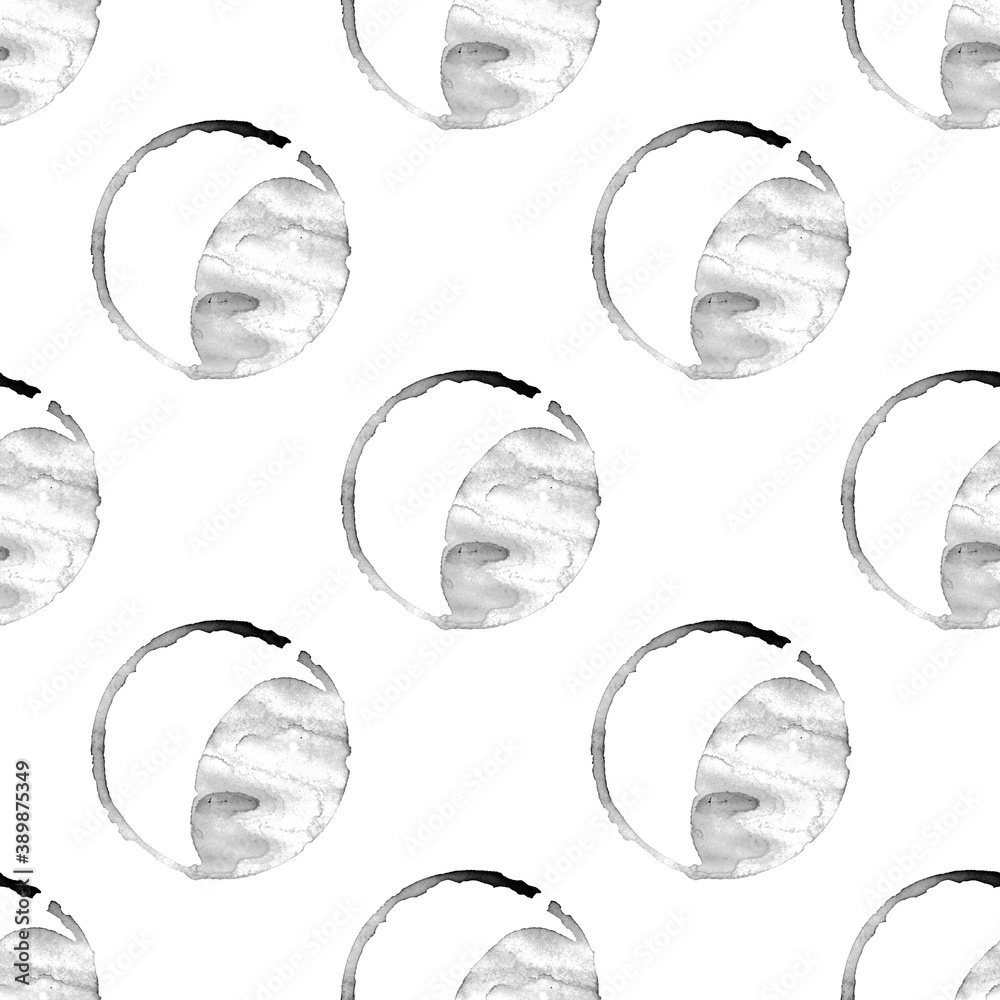 Poster seamless pattern with black circles isolated on white background