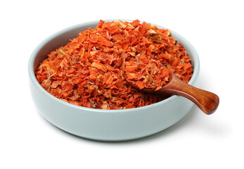 Carrot dried chip on white background