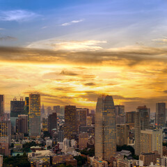 Fototapeta premium sunset Cityscape of Tokyo City, Japan - Tokyo is the world's most populous metropolis and is described as one of the three command centers for world economy