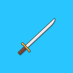 Sword Vector Icon Illustration. Cartoon Sword Weapon Flat Icon