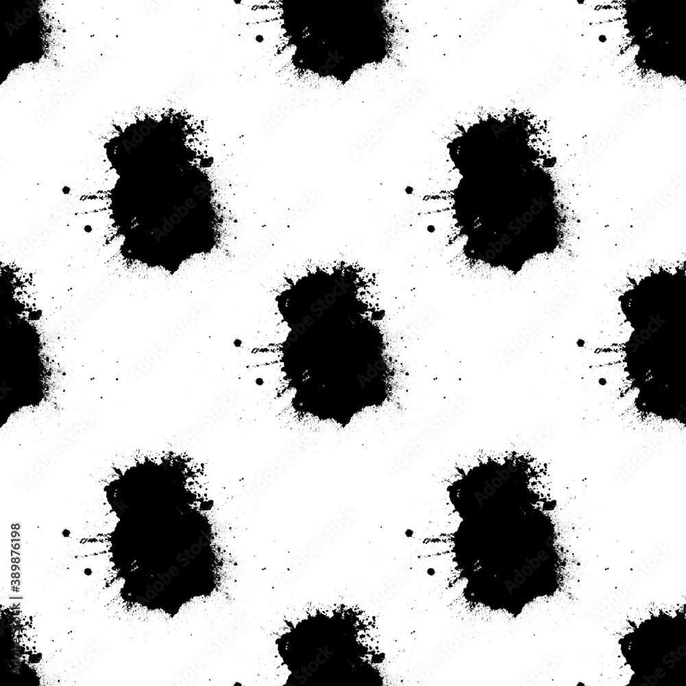 Poster set of black splashes with splashes isolated on white background