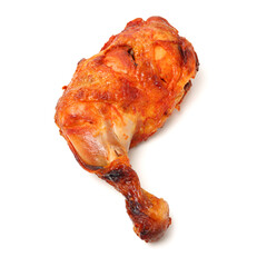 grilled chicken leg  on white background 