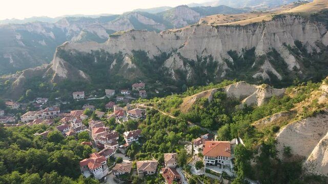 Aerial view of historical town of Melnik, Blagoevgrad region, Bulgaria