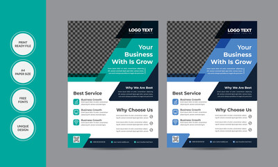 Corporate Business Flyer poster cover design layout background, two colors vector template in A4 size - Vector .
