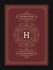 Vintage ornament greeting card calligraphic ornate swirls and vignettes frame design vector template