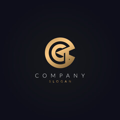 GQ Logo Letter Icon Design Vector template. modern QG logotype golden elements.