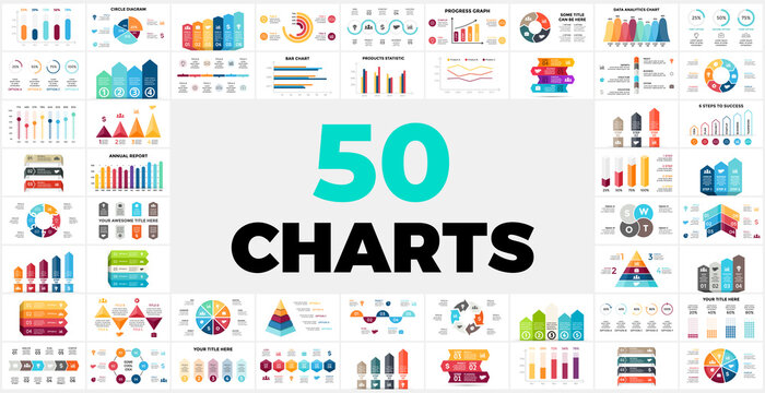 50 Charts Pack. Infographics for your presentation. Perfect for any industry from business or marketing to startup and data science.