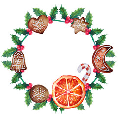 Ginger bread christmas wreath isolated 