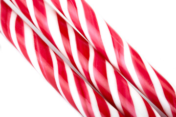 Fototapeta premium Christmas candy can isolated on a white. Red and white Christmas caramel.