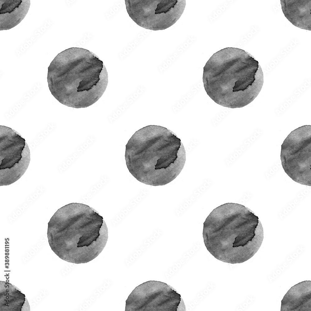 Poster seamless pattern with black circles isolated on white background