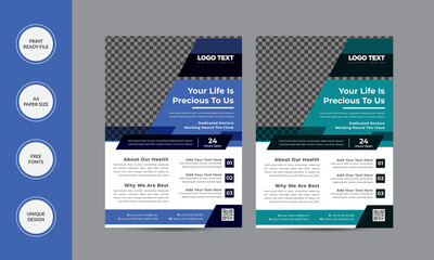 Obraz premium Medical health care cover template design for Flyer, Brochure Vector illustration