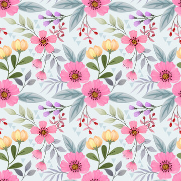 Colorful hand draw flowers seamless pattern can be use for fabric textile wallpaper.