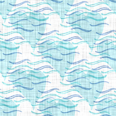 Nautical blue wedding heart texture background. Summer beach marriage, valentine or engagement repeat tile. Cream indigo on linen fabric material. Romantic navy blu love the sea concept.