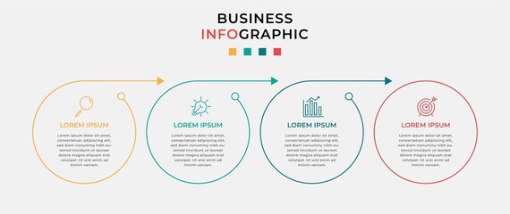 Vector Infographic design template with icons and 4 four options or steps. Can be used for process diagram, presentations, workflow layout, banner, flow chart, info graph.