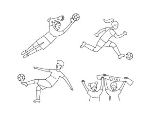 Female Soccer football player game match seamless background pattern.