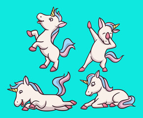 cartoon animal design happy unicorn cute mascot illustration