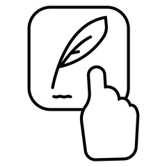 hand and feather pen icon vector