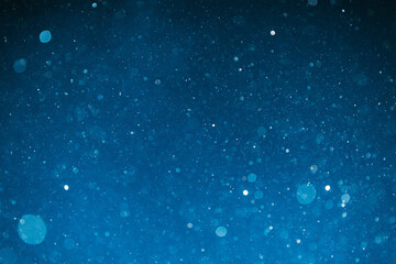 Blue Background Abstract Raindrop, Water, Splashes, Spray. Bokeh Dust, Particles