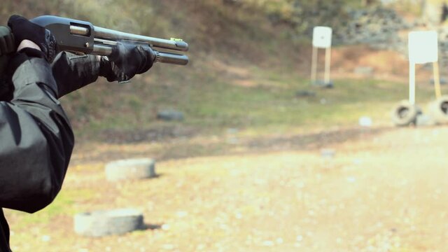 Sports shooting. The weapon. Shot from a sports rifle. Shot from a hunting rifle. 