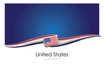 United States Flag with colored hand drawn lines in Vector Format