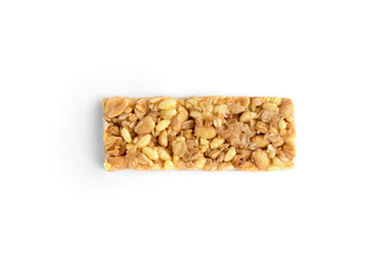 Granola bar isolated on white background.