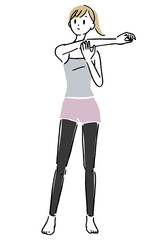 Woman stretching elbows 1