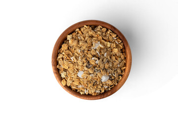 Granola muesli isolated on white background.