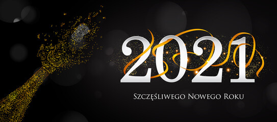 2021 New Year Polish greeting card (Szczęśliwego Nowego Roku 2021). Polish 2021 New Year Version. Polish 2021 Happy New Year background.