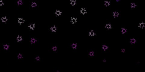 Fototapeta na wymiar Dark purple, pink vector texture with disease symbols.