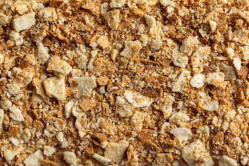 A cake crumbs background texture top view