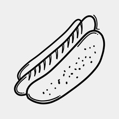 hot dog doodle vector icon. Drawing sketch illustration hand drawn line eps10