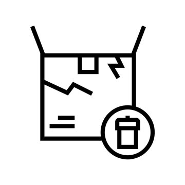 Damaged Box Line Icon Vector. Damaged Box Sign. Isolated Contour Symbol Black Illustration