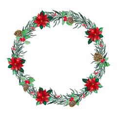 Mistletoe Christmas over white background using hand draw water colour illustration - Christmas celebration decoration object concept