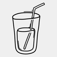 Glass of water doodle vector icon. Drawing sketch illustration hand drawn line eps10